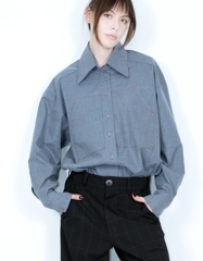 Shirt "Red scratch", grey melange