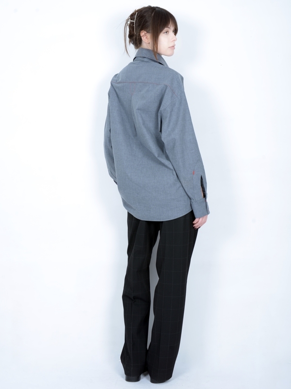 Shirt "Red scratch", grey melange