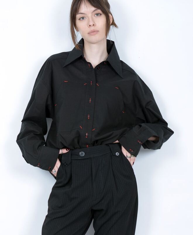 Shirt "Red scratch", black